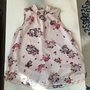 Flowy pink floral short sleeve blouse